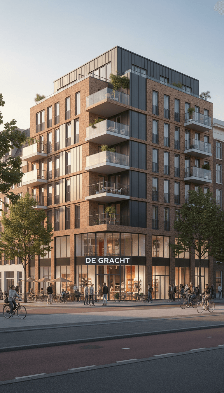 Amsterdam mixed-use development exterior, feasibility stage