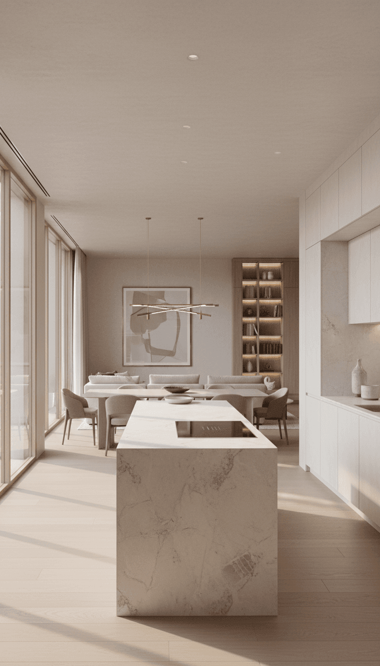 Premium interior kitchen and dining space, planning stage