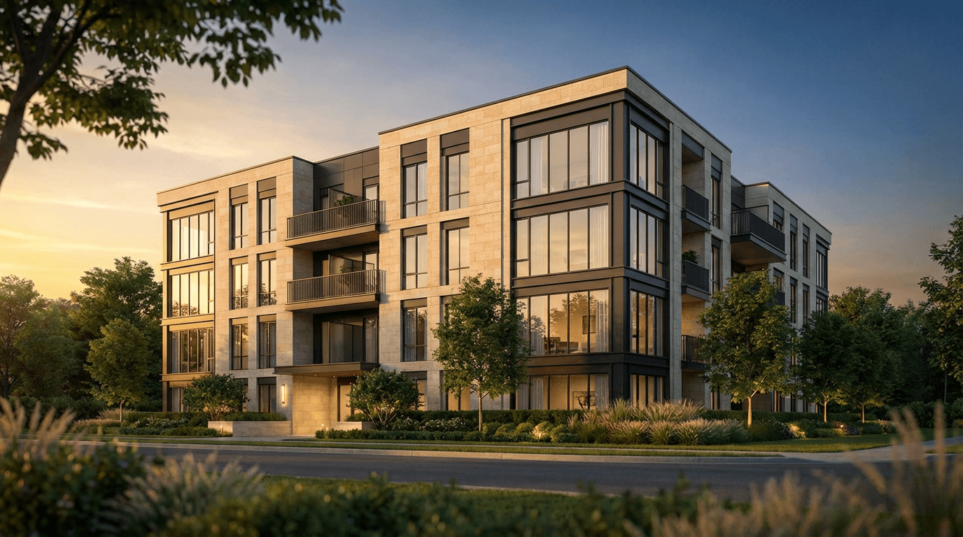 Cypress Waterfront complex - evening perspective render