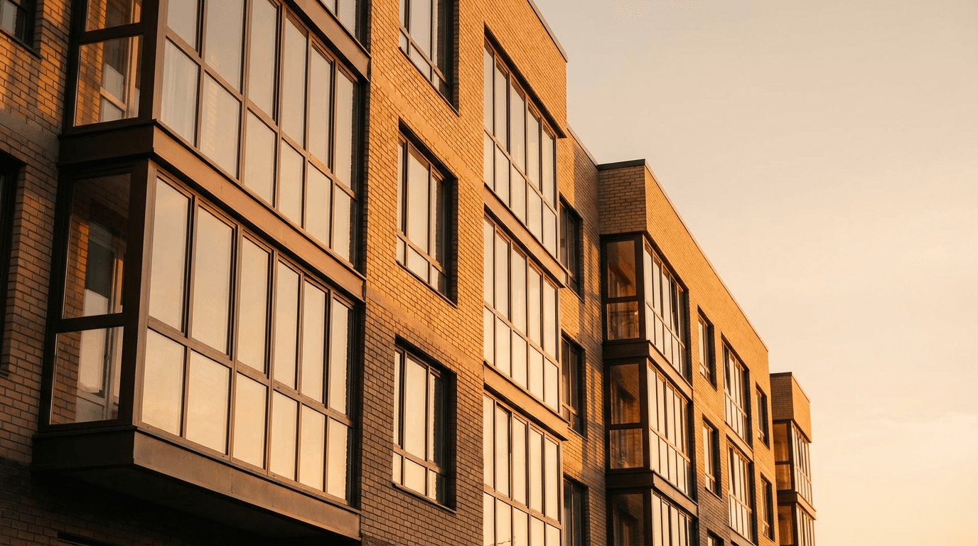 Limassol coastal skyline with modern residential developments at sunset