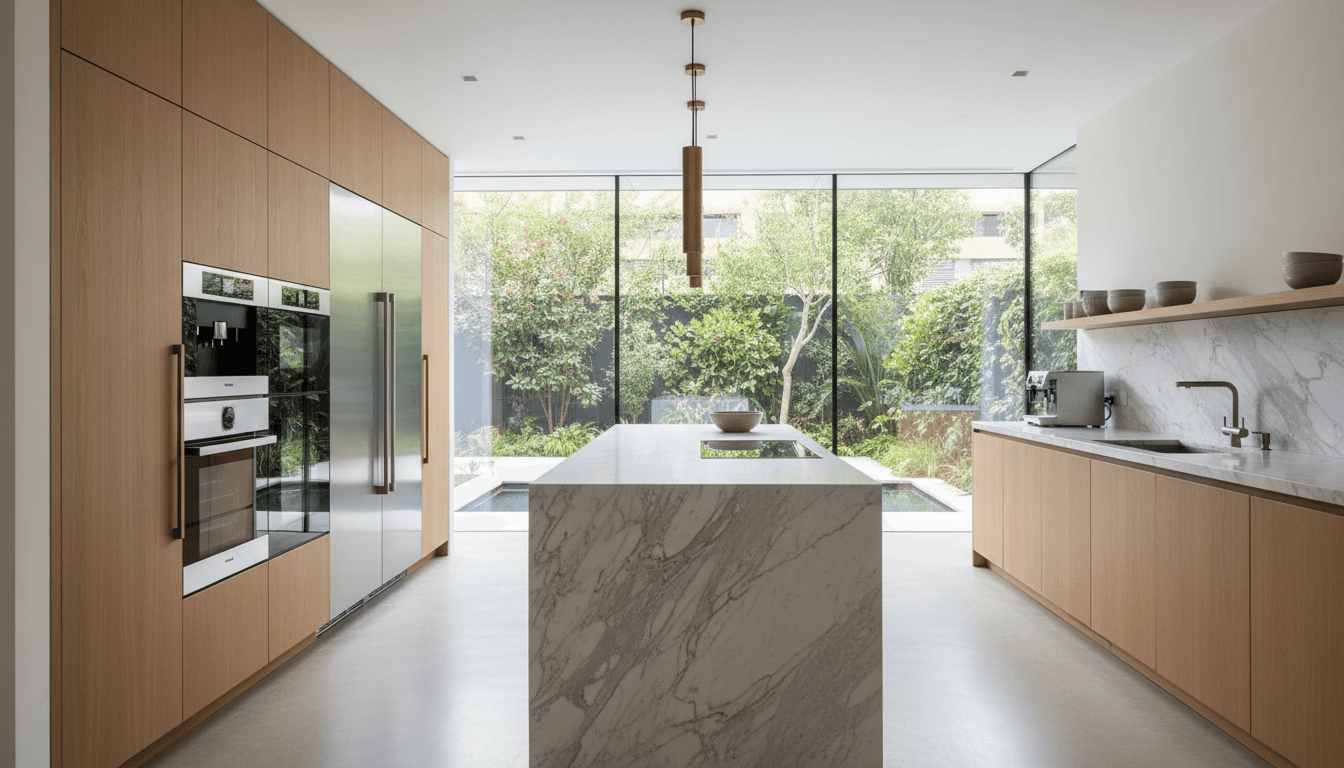 High-end kitchen and dining interior with premium finishes